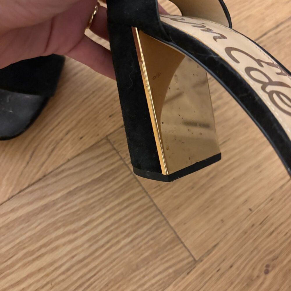 Sam Edelman Synthia Suede Leather Sandal Heels Black Size 9.5 - Picture 5 of 5
